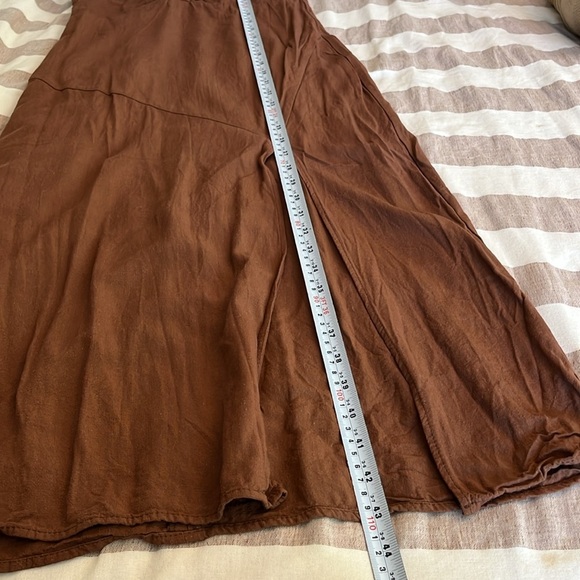 Zara Women Rustic Camisole Midi Brown Dress Size Small. Linen Blend - Picture 13 of 14